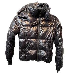 S13 New York Hooded Puffer Jacket Women's Black Down Fill Outerwear Coat Size 10